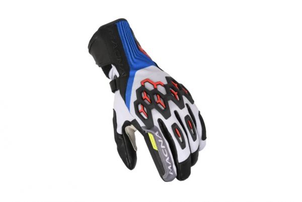 Macna Brawler wasserdichte Motorradhandschuhe Weiß / Rot / Blau