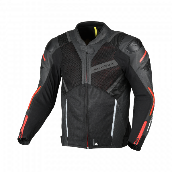 MACNA Galvic Leder/Textiljacke Schwarz / Rot