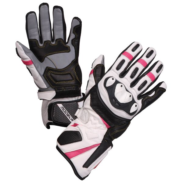 Modeka Cay Handschuhe Damen Weiß / Pink