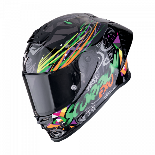 Scorpion Exo-R1 Evo II Air Integralhelm Savage Schwarz / Grün / Orange (ECE 22-06)