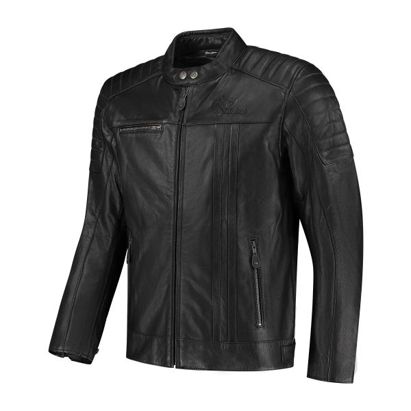 Rusty Stitches Cooper Lederjacke Schwarz