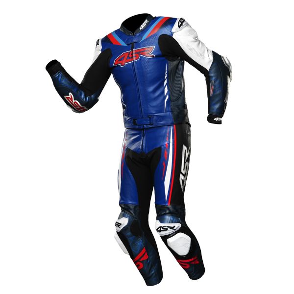 4SR RR Blue AR Lederkombi Zweiteiler Blau / Weiß / Rot
