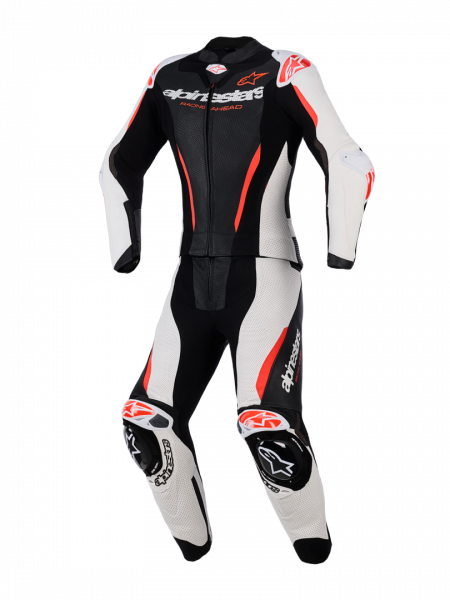 Alpinestars Stella GP-R7 Lederkombi Zweiteiler Schwarz / Weiß / Neonrot