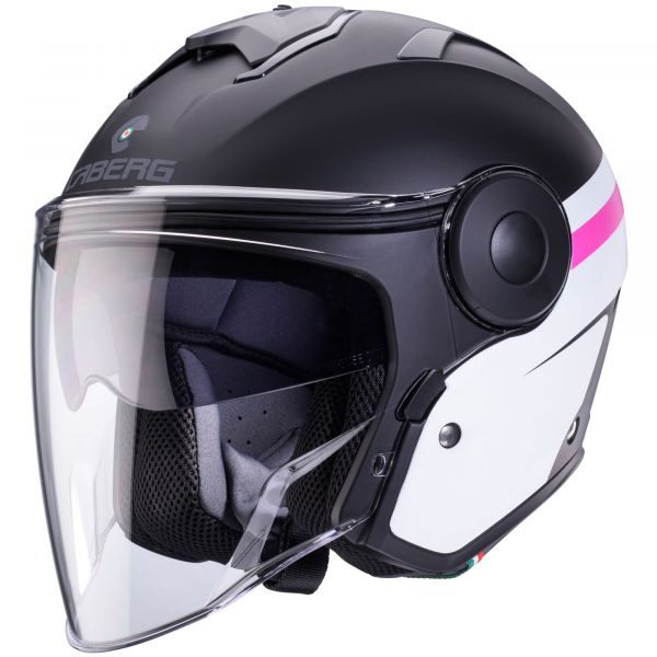 Caberg Soho Zephir Jethelm Mattschwarz / Weiß / Pink