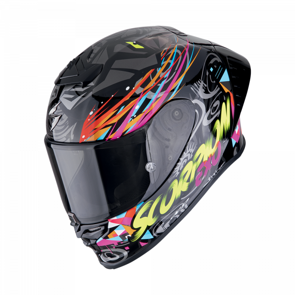 Scorpion Exo-R1 Evo II Air Integralhelm Savage Schwarz / Blau / Pink (ECE 22-06)