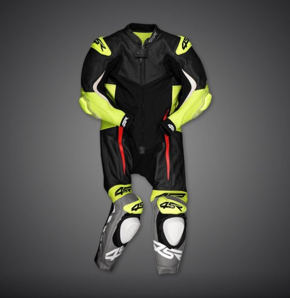 4SR Racing Minimoto Kinder-Lederkombi Schwarz / Gelb