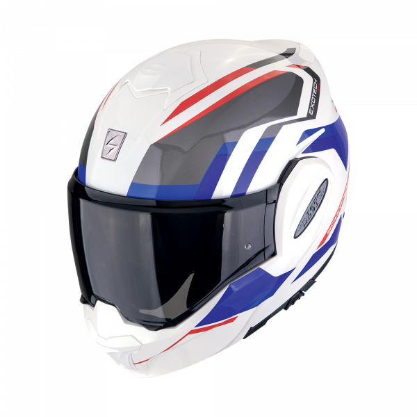 Scorpion Exo-Tech Evo Klapphelm Furio Weiß / Rot / Blau (ECE 22-06)