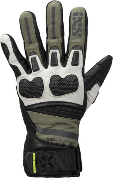 iXS Montevideo-Short-ST Tourhandschuhe Schwarz / Oliv / Hellgrau