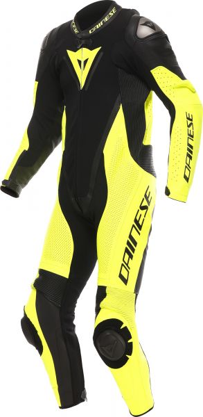 Dainese Demon Sprint Einteiler Lederkombi Schwarz / Neongelb