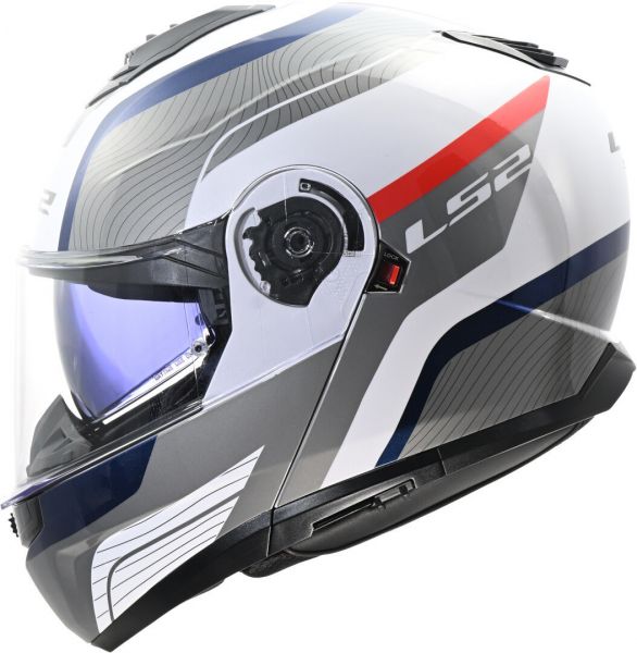 LS2 FF908 Strobe II Klapphelm Monza Weiß / Blau / Rot - ECE 22-06