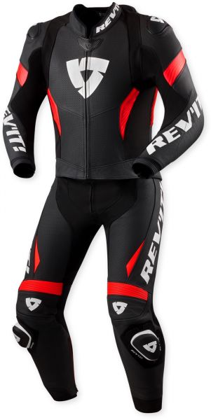 REV'IT! Argon 3 Lederkombi Zweiteiler Schwarz / Neonrot