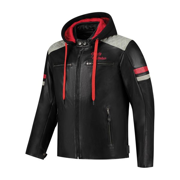 Rusty Stitches Jari Hooded V2 Schwarz / Hellgrau / Rot