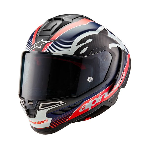 Alpinestars Supertech R10 Integralhelm Team Schwarz Carbon Rot Matt Blau