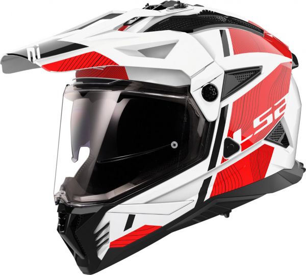 LS2 MX702 Pioneer II Adventurehelm Hill Matt Weiß / Rot - ECE 22-06