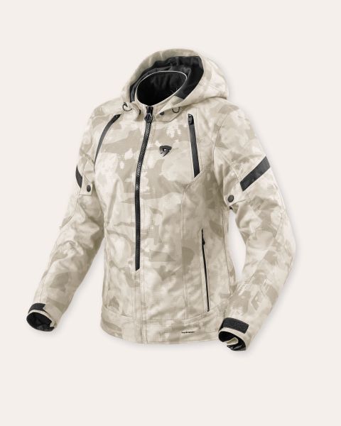 REV'IT! Flare 3 H2O wasserdichte Textiljacke Damen Camo Grau / Weiß