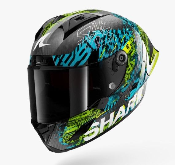 Shark Aeron GP Integralhelm FIM Racing #2 Speed-VIB Carbon Blau / Grün