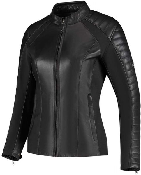 Rusty Stitches Donna Motorrad Lederjacke Damen Schwarz
