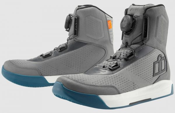 Icon Overlord belüftete CE Motorradstiefel Grau