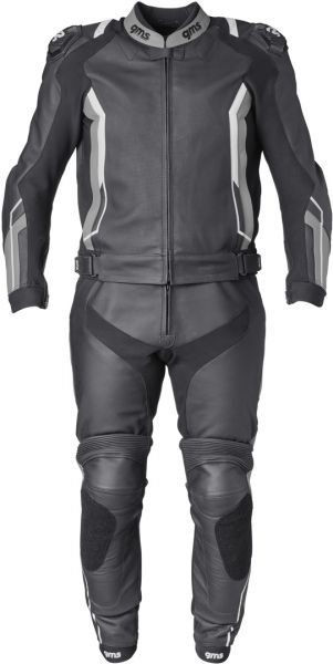 GMS GR-1 Lederkombi Zweiteiler Schwarz / Grau / Weiß