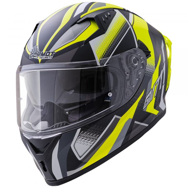 Germot GM 711 Integralhelm Schwarz / Fluogelb