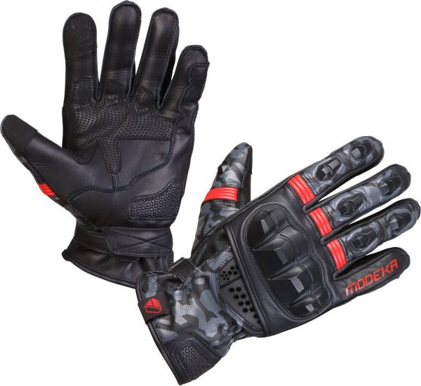 Modeka Valyant Handschuhe Schwarz / Rot