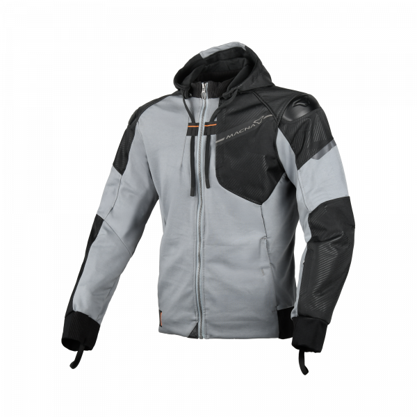 MACNA Distec Motorradhoodie Hellgrau / Schwarz