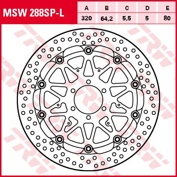 Lucas Racing Bremsscheibe ohne ABEMSW288SP-