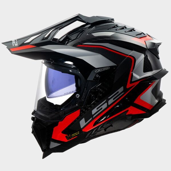LS2 MX701 Explorer Carbon Crosshelm Frontier II Schwarz / Rot - ECE 22-06