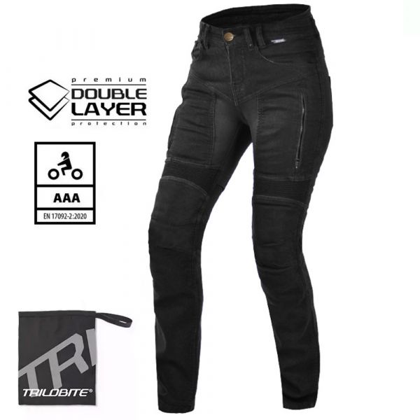 Trilobite Parado Doublelayer Jeans Damen Slim Fit Schwarz