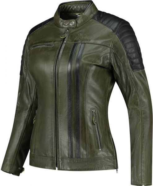 Rusty Stitches Alice Motorrad Lederjacke Damen Gün / Schwarz