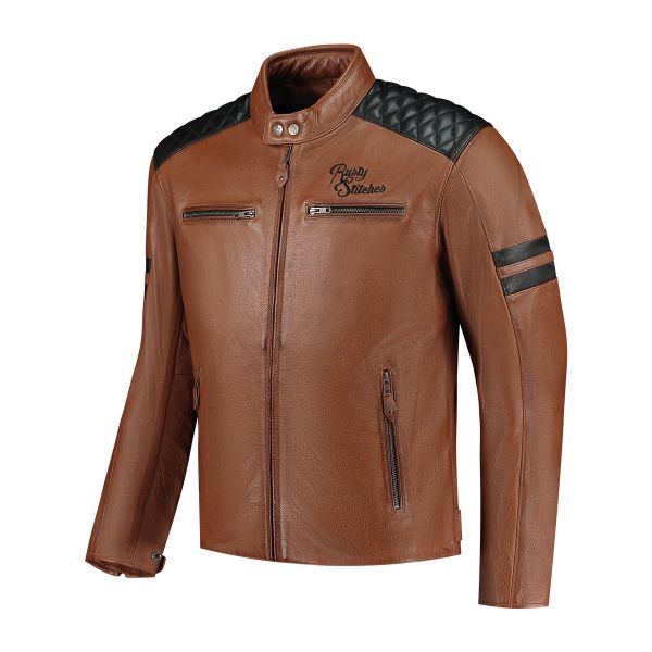 Rusty Stitches Jari V2 Lederjacke Cognac / Schwarz