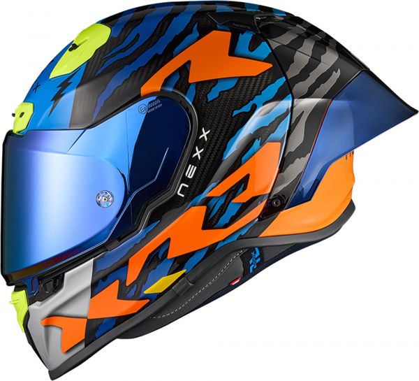 NEXX X.R3R Ziger Carbon Integralhelm Schwarz Blau Orange
