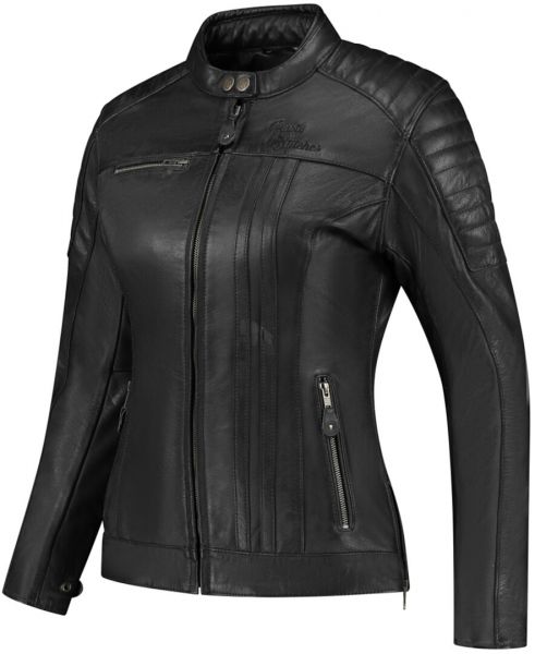 Rusty Stitches Alice Motorrad Lederjacke Damen Schwarz