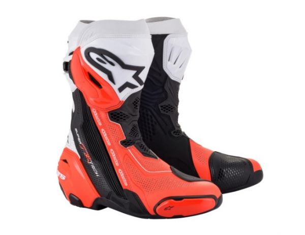 Alpinestars Supertech R Vented Stiefel Schwarz / Weiß / Fluo-Rot