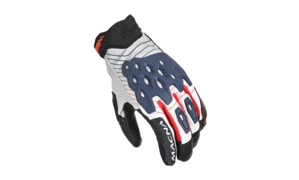 Macna Tanami kurze Lederhandschuhe Weiß / Blau