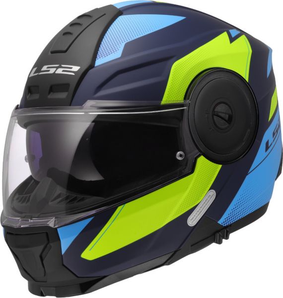 LS2 FF902 Scope II Klapphelm Duria Matt Blau / H-V Gelb - ECE 22-06