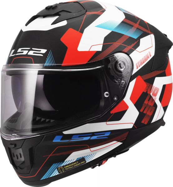 LS2 FF808 Stream II Integralhelm Mika Weiß / Blau / Rot - ECE 22-06