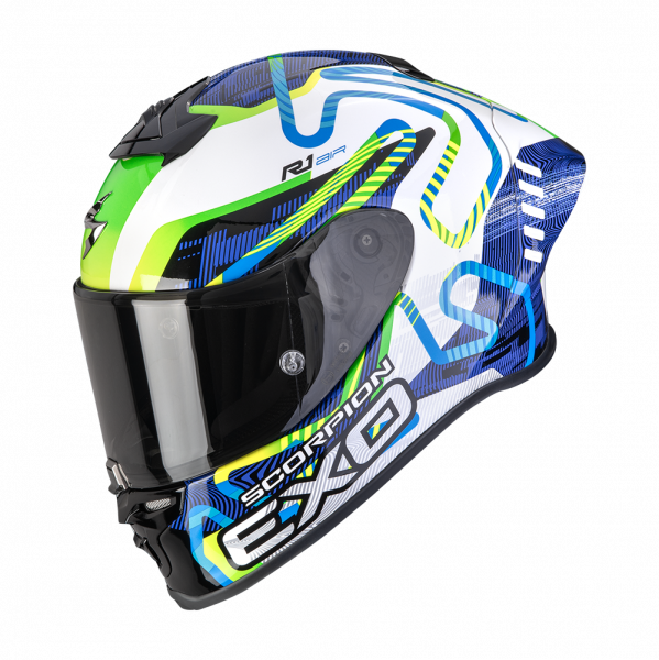 Scorpion Exo-R1 Evo II Air Integralhelm Cornering Weiß / Blau