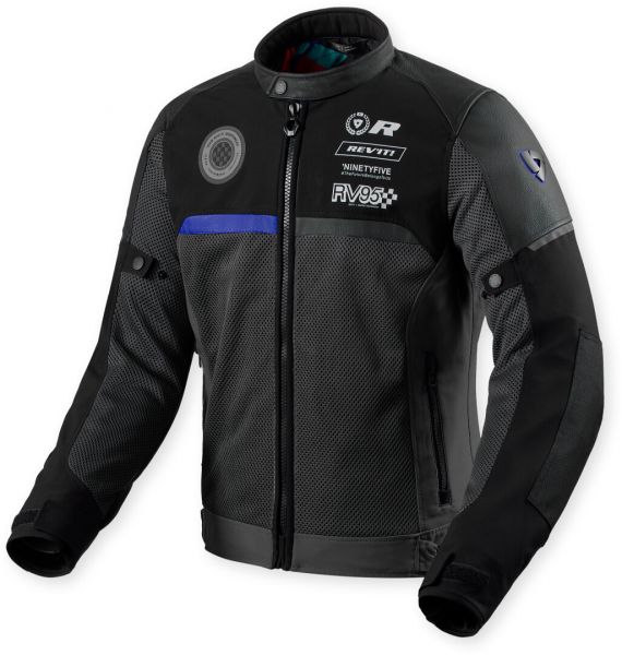 REV'IT! Swiftblade Motorradjacke aus Textil und Leder Schwarz / Blau