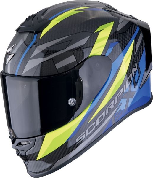 Scorpion Exo-R1 Evo Carbon Air Integralhelm Runner Schwarz / Blau / Neongelb (ECE 22-06)