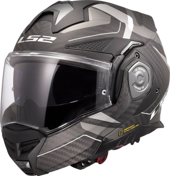 LS2 FF901 Advant X Carbon Klapphelm Horizon Matt Silber Grau - ECE 22-06