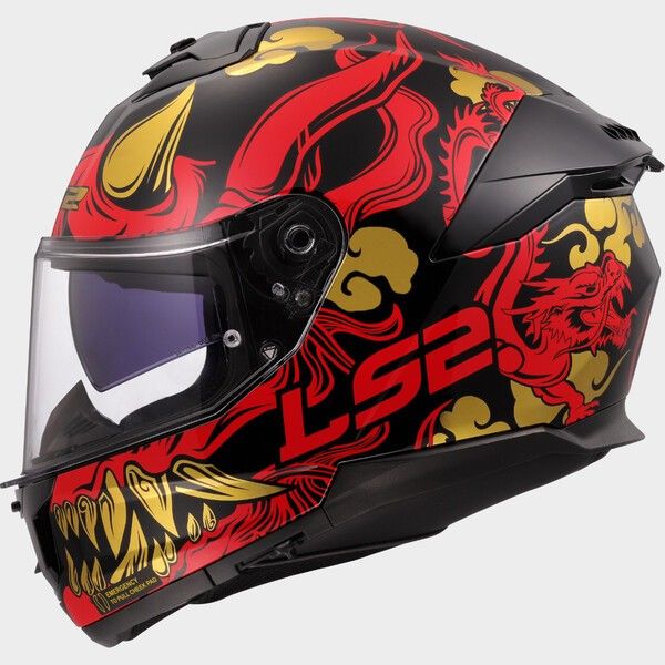 LS2 FF808 Stream II Integralhelm Drako Schwarz / Rot - ECE 22-06