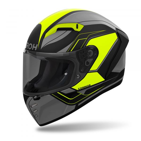 Airoh Connor Dunk Integralhelm Mattgrau / Schwarz / Fluogelb