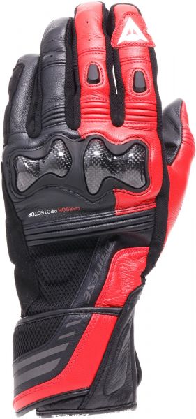 Dainese Reacto Carbon Long Motorrad Handschuhe Schwarz / Lava Rot