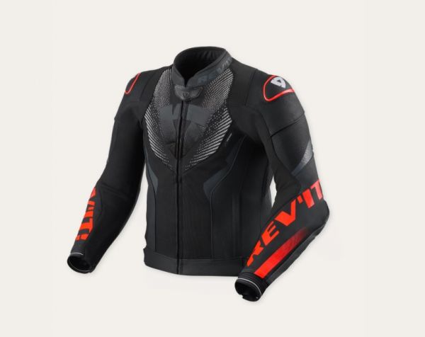 REV'IT! Hyperspeed 3 Air sportliche Lederjacke Schwarz / Neonrot