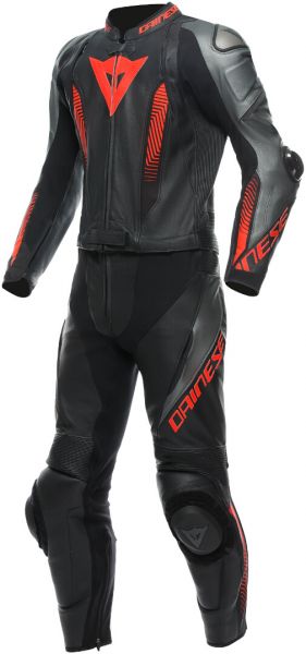 Dainese Laguna Seca 5 Lederkombi Zweiteiler Schwarz / Anthracite / Fluo Rot