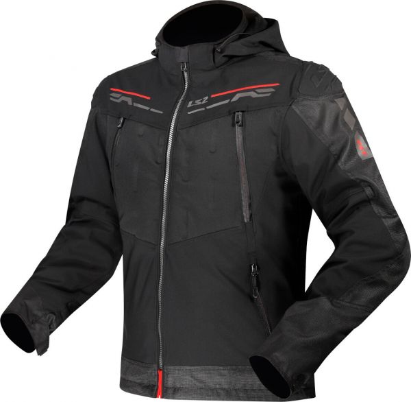 LS2 Zirconium Motorrad Textiljacke Schwarz / Rot