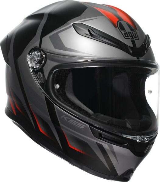 AGV K6 S Karve Integralhelm Mattschwarz / Grau / Rot