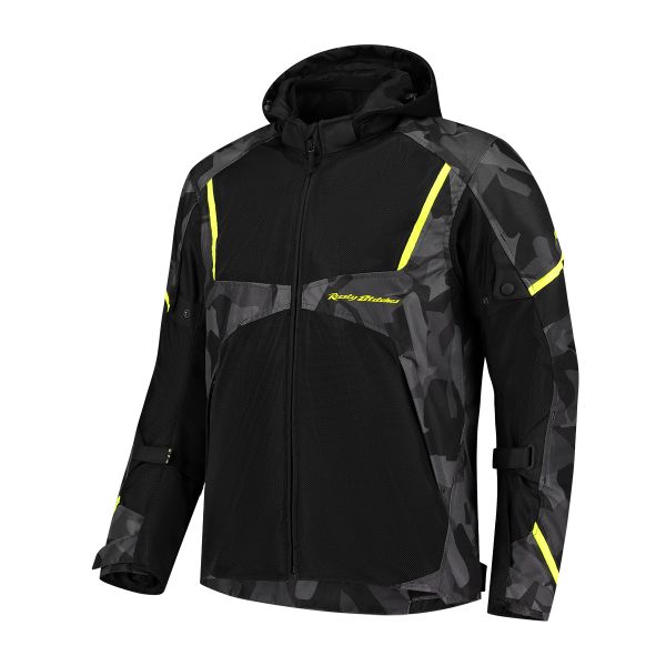 Rusty Stitches Carlo Textiljacke Schwarz / Camo / Fluo-Gelb