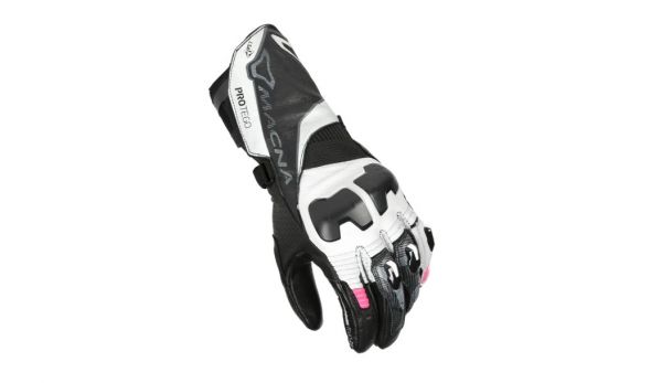 Macna Protego Motorradhandschuhe Damen Schwarz / Weiß / Rosa